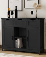 MIRROTOWEL Storage Cabinets，Wooden Floor Cabinet，with Drawers and Shelves Storage Cabinets，Accent Cabinet for Living Room， Bedroom，Bathroom Furniture Home Decor（Black） MIRROTOWEL