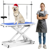 ynhunreth 49'' Electric Dog Grooming Table, Professional Heavy Duty Grooming Table for Dogs at Home 400lbs with Tool Organizer/3 Nooses/Adjustable Arm/Foot Control, Blue ynhunreth