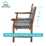 MFSTUDIO 2-Person Outdoor Acacia Wood Garden Bench with Backrest and Armrests, Durable Slatted Seat for Patio, Porch, and Yard - Brown MFSTUDIO
