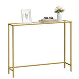 VASAGLE Entryway Table, Console Table, Tempered Glass Tabletop, Modern Sofa Table, Easy Assembly, with Adjustable Feet, for Living Room, Entryway, Pale Gold and Transparent ULGT132A01 VASAGLE