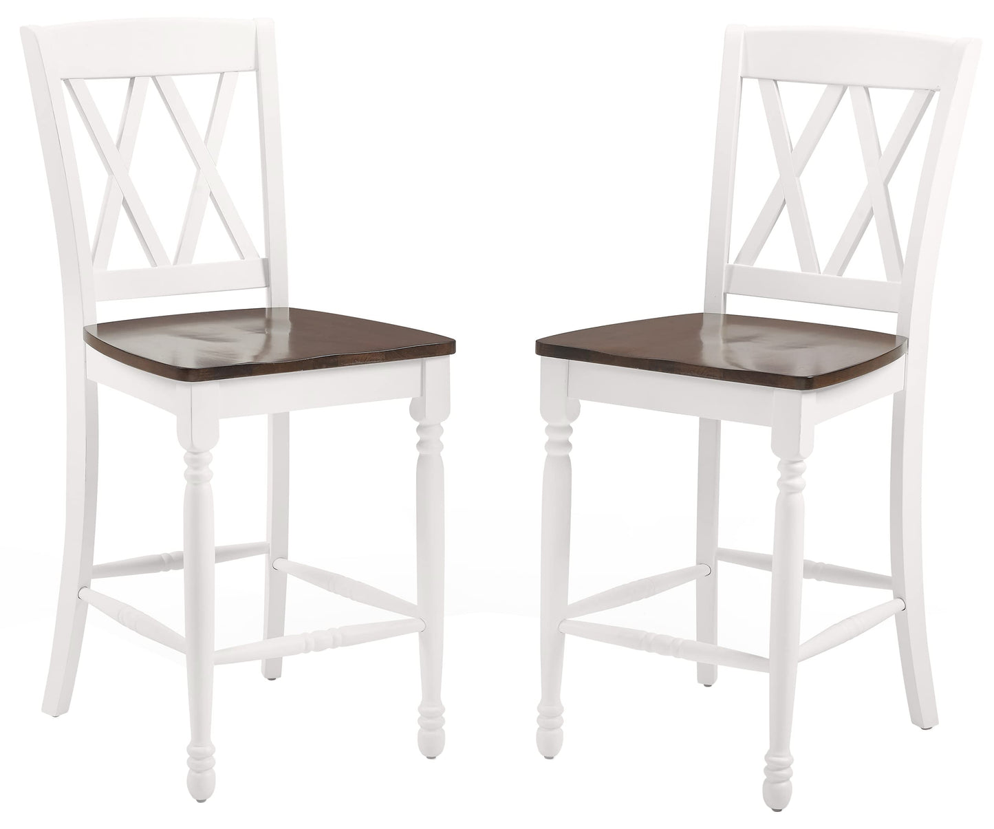 Crosley Furniture Shelby Wood X Back Counter Height Bar Stools Set of 2 - WoodArtSupply