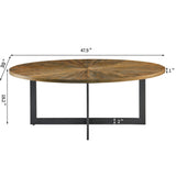 Oval Coffee Table for Living Room, Solid Wood Coffee Tables and Metal Legs, Mid Century Modern Coffee Table, Designed Home Furniture, Center Large Coffee Table, Brown Tea MIAUWUUFHOME