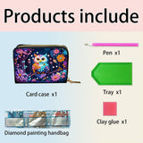DIY Diamond Art Painting Kit - PU Leather Credit Card Holder Wallet & Coin Purse with Owl Pattern, Zipper Organizer 4.33x3.14in for Adults Santiway