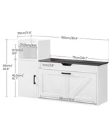 CHOEZON Shoe Storage Bench, Shoe Cabinet with Flip Drawer, 39.4'' Shoe Bench, Farmhouse Entryway Bench, Storage Bench with Side Cabinet and Lift-Off Storage Box, White Charcoal Black MHX01WC CHOEZON