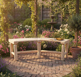 Kdgarden Outdoor Wooden Curved Backless Porch Bench Rustic Style Cedar/Fir Wood Log Fire Pit Bench for Patio Garden Deck and Backyard, 40"-55" W×14" D×16.5" H, Natural Finish Kdgarden