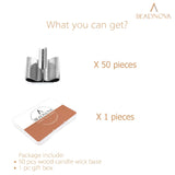BEADNOVA Wood Candle Wick Clips 50pcs Wood Wick Base Sustainer Tabs for Candle Making and DIY (16mm/ 0.6 inch) BEADNOVA