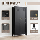 Yizosh Metal Pantry Cabinet, Tall Kitchen Pantry Storage Cabinet with Doos and Adjustable Shelves - 61" Black Cupboard Cabinet for Kitchen, Living Room, Dining Room, Home Yizosh