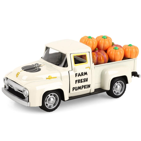 Fall Pumpkin Metal Truck Fall Home Kitchen Decorations with 8 Pcs Plastic Pumpkin, Vintage Farmhouse Tabletop Tiered Tray Decor for Summer Home Kitchen Mantel Shelf Bookshelf Mini Diecast Truck Decor Atiloy