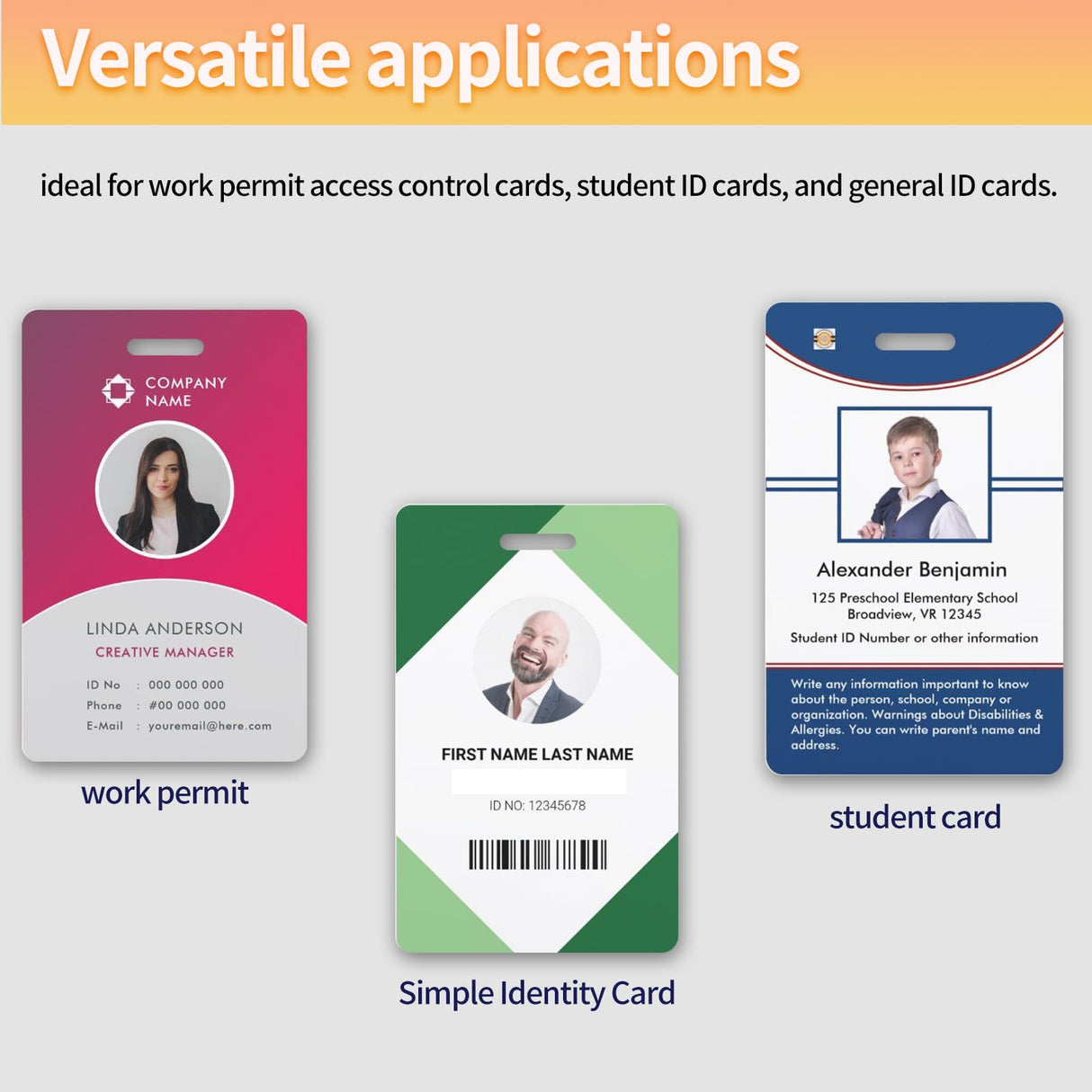 20 Pack Premium Blank PVC Cards with Slot Punch on Short Side - CR80 30mil Vertical Slot Punch Blank Credit Cards for ID Badge Card Printers - Graphic Quality PVC Cards for Business Office Klmnduo