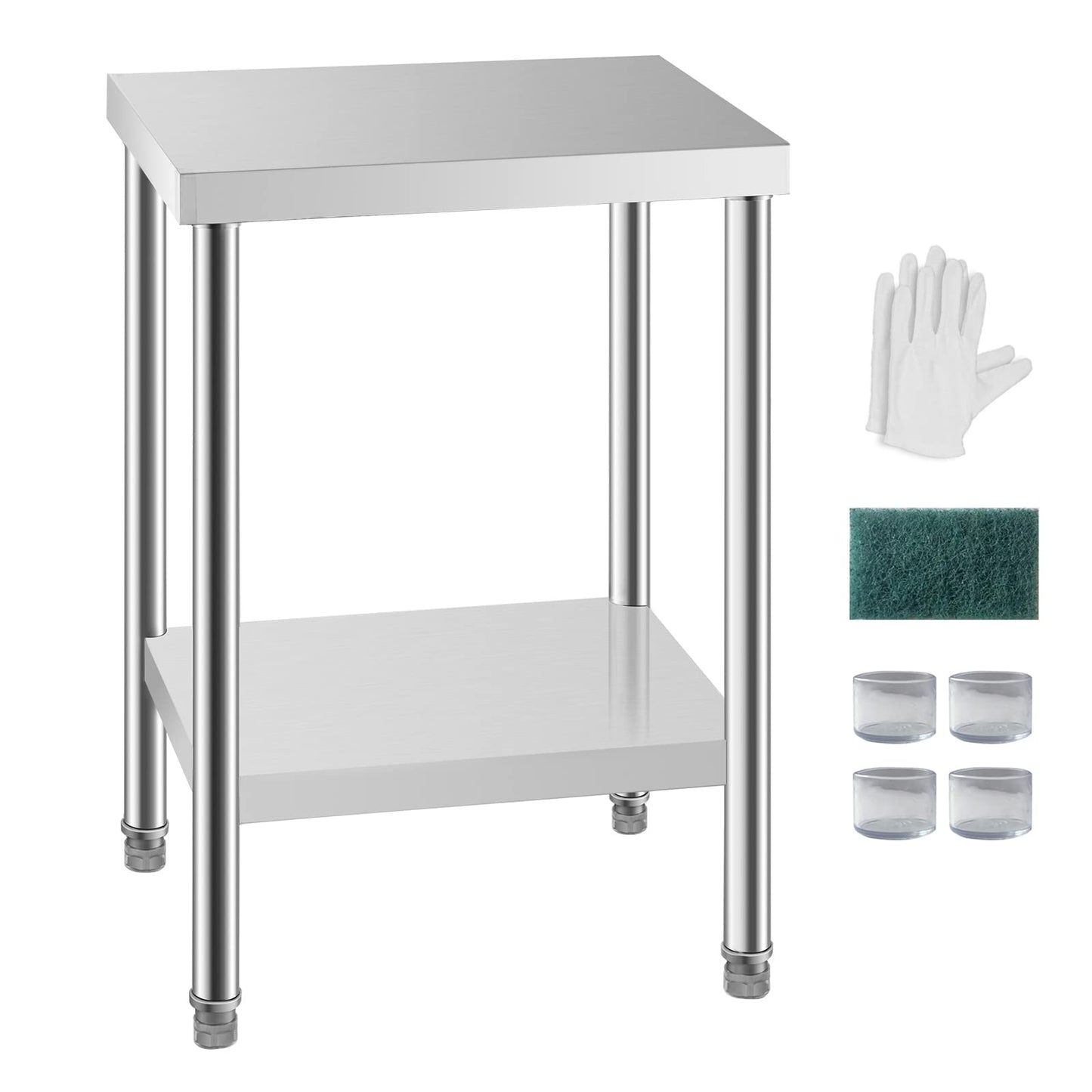 HXCFYP Stainless Steel Table for Prep & Work 24 x 18 Inches, NSF Commercial Heavy Duty Food Prep Worktable with Undershelf for Restaurant, Home and Hotel Christmas Preparation Table - WoodArtSupply