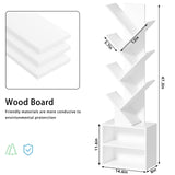 SHEEPAM 10 Tier Tree Bookshelf,Floor Standing Wood Tall Bookcase for Narrow Space, Storage Organizer Bookshelves for Books, Book Case for CDs/Movies/Books,Home Office,Living Room, Bedroom SHEEPAM