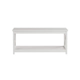 Coffee Table - 2-Tiered Wood Sofa Table - Low Profile and X-Leg Design Living Room Furniture for Storage, Display, or TV Stand by Lavish Home (White) Lavish Home