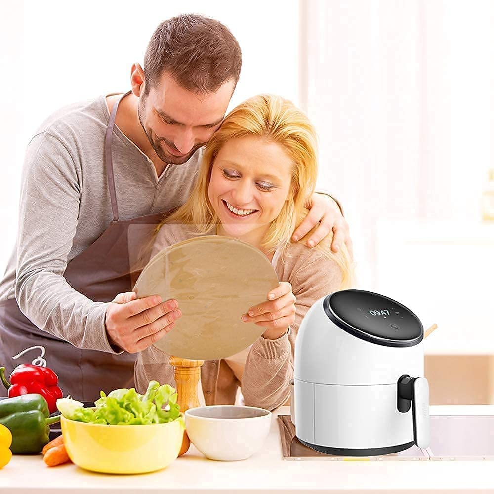 Numola Air Fryer Parchment Paper Liners, 100 Pcs Air Fryer Disposable Paper Liner for 3.4-7QT Air Fryer, 8 Inch Safe Air Fryer Paper, Non-stick Steamer Liner for Microwave, Steaming Basket Numola