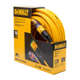 DEWALT 100 Foot Extension CordLighted Click-to-Lock 10/3 SJTW -Heavy Duty Outdoor, Waterproof, Weatherproof, Heat & Corrosion Resistant Industrial Strength Light Up Three Prong Outlet Plug Power Cord DEWALT
