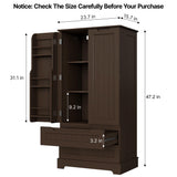 Gizoon 47" Dark Brown Kitchen Pantry Cabinet with Drawers & Shelves for Small Spaces Gizoon