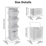BAOKALER 4-Tier Laundry Hamper Sorter, Vertical Rolling Laundry Baskets with Wheels Removable, Stackable Laundry Cart Organizer and Storage for Small Space, Dorm, Closet, Bathroom BAOKALER