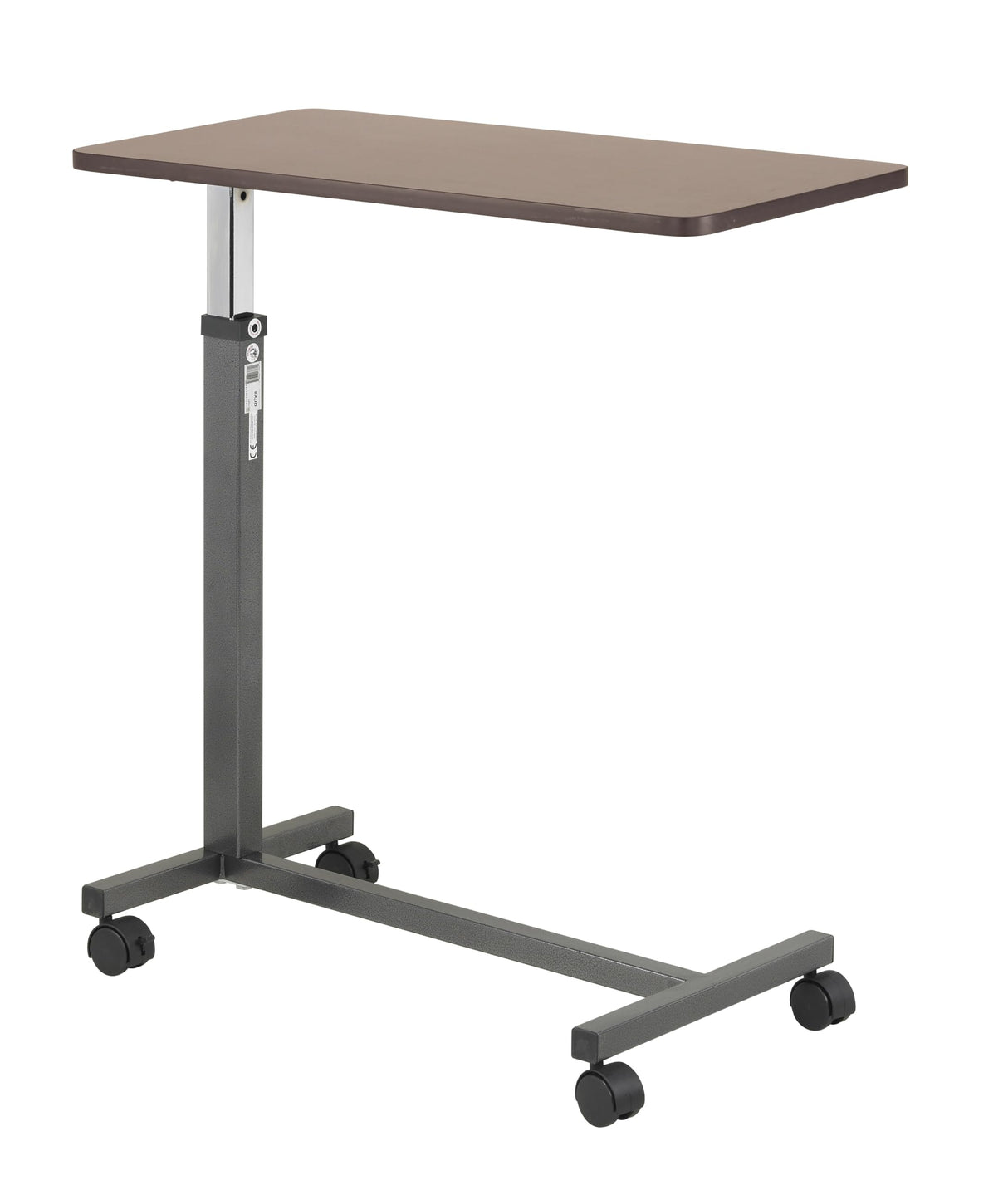 Drive Medical 13067 Non Tilt Top Overbed Table with Wheels and Secure Height Adjustment, FSA/HSA Eligible, Standing Desk or Hospital Tray Table, Bedside Rolling Overbed Table, Silver Vein Drive Medical