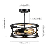 Karjearl Farmhouse Semi Flush Mount Ceiling Light, D11.8 Inches Black Industrial Sloped Ceiling Light Fixtures Vintage Metal Cage Ceiling Lamp for Kitchen Hallway Entryway Laundry Room Bedroom Karjearl