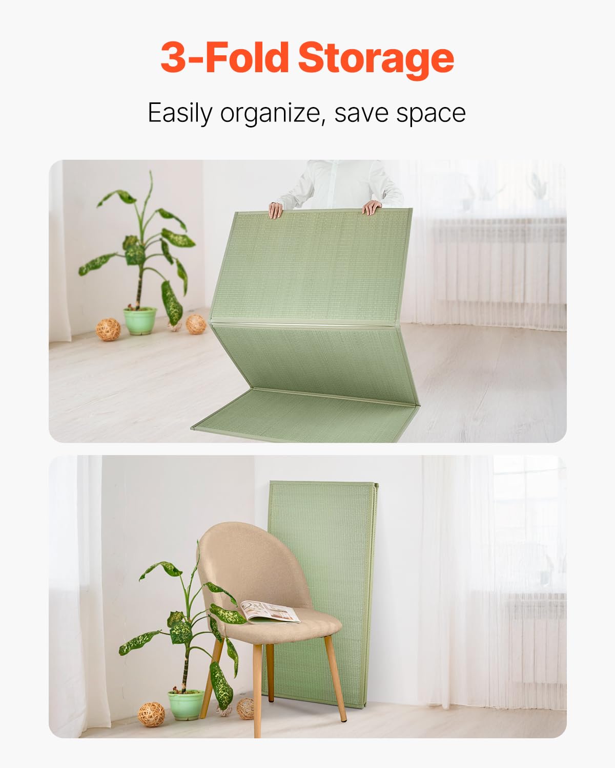 VEVOR Japanese Tatami Mat, Twin XL - 39'' x 80'' Foldable Tatami Mattress, 100% Natural Rush Grass, Japanese Floor Mattress with Non-Slip Backing & Fresh Scent, Tatami for Sleeping, Meditation, Yoga VEVOR