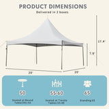 EROMMY 20x20ft Party Tent, Outdoor Wedding Tent, Heavy Duty Peaked Frame Canopy with Fire Retardant PVC Top, 80 Person Capacity Large Canopy Carport, Gazebo Shelter Tent for Event Commercials, White EROMMY