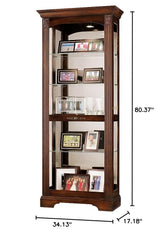 Howard Miller Chalfie Curio Cabinet, Portable Storage Cabinet for Collectibles Living Room & Office - Sliding Door with Lockable Glass Shelves & Wood Finish Adjustable Floor Levelers Howard Miller