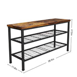 Glynym 3-Tier Metal Shoe Rack with Wood Top - Durable & Space-Saving Shoe Organizer,Industrial Shoe Organizer Shelf Bench Storagefor Closet Entryway, Bedroom & Hallway - Bronze + Black 28.5 W × 18" H Glynym