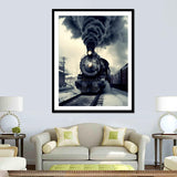 pigpigboss Retro Train Diamond Painting Art Kits, 5D Full Drill Train Diamond Embroidery Arts Crafts for Adult Beginner Home Wall Office Decor (11.8 x 15.7 inches) pigpigboss