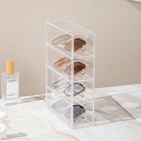 Sunglass Storage Box, Acrylic Eyeglass Organizer, Make-up Storage Drawer Tray, Jewelry Trays, Type Strong Load-bearing Easy Access 4-Layer Transparent Visual Sunglasses Case Home Office Using Forfuture-go