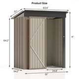 Patiolife 5x3 FT Outdoor Storage Shed, Small Tool Metal Shed with Lockable Door & Sloping Roof, Garden Shed for Backyard Patio Lawn, Brown Patiowell