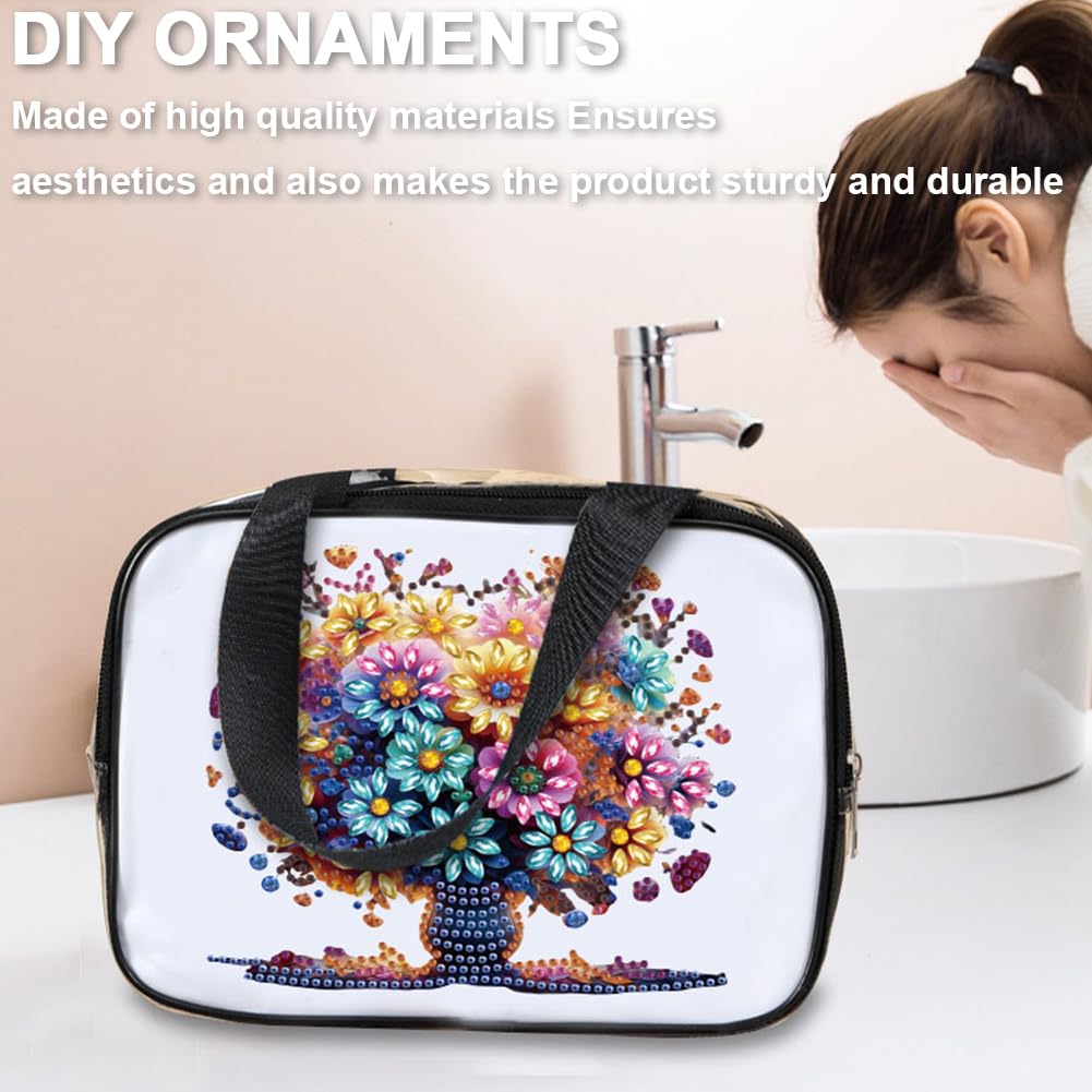 DIY Diamond Art Crystal Rhinestone Cosmetic Bag Zipper Closure Diamond Large Capacity Storage Pack 5D Diamond Art Painting PVC Pouch Handmade Craft Kits for Cash Carry Daily Use Travel-Tree of Life Generic