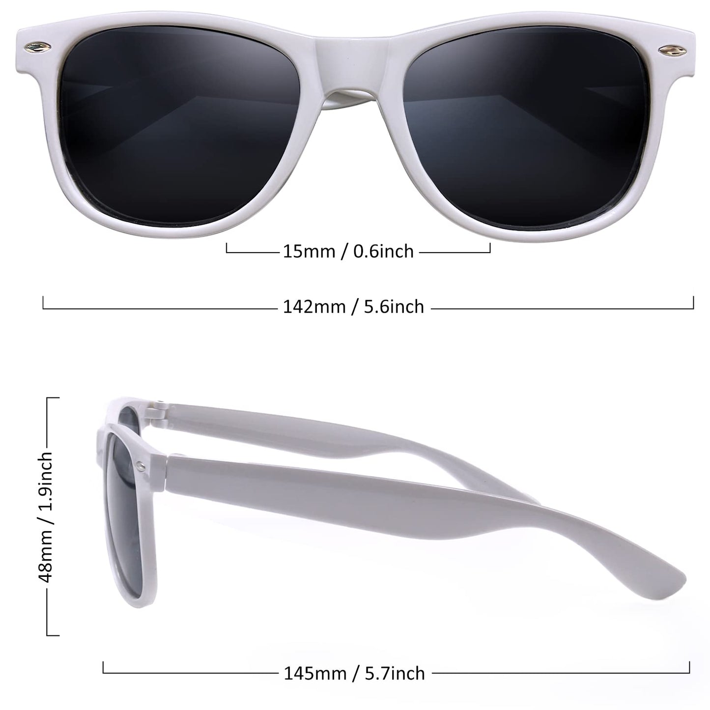 Oleitodh 60 Pack Adult White Sunglasses for Men Women in Bulk Plastic Vintage Retro Style Sunglasses 70s 80s Classic Shades Eyewear Party Prop Favors Supplies