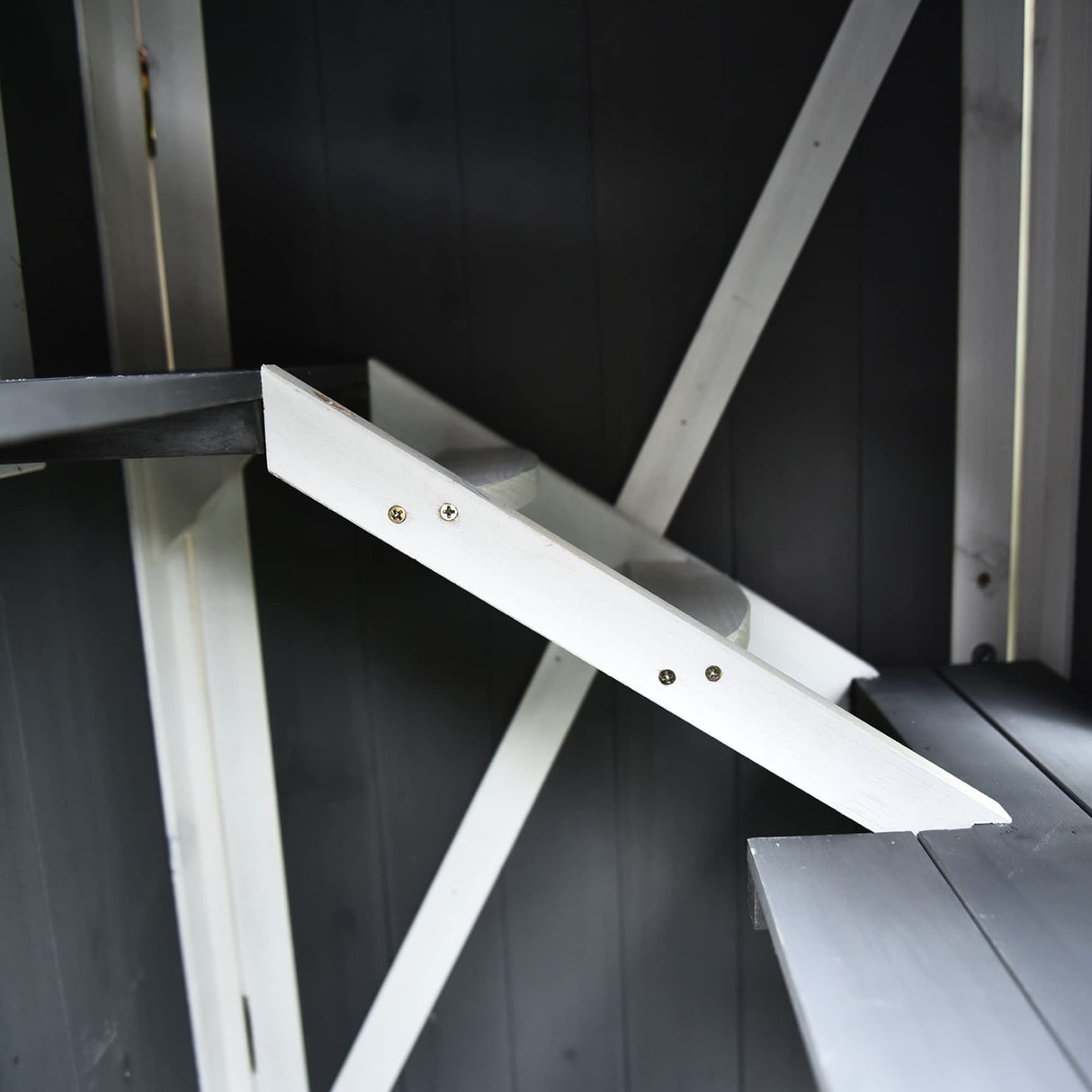 PawHut 43" H Wooden Cat House Outdoor with Hammock, Weatherproof 3-Floor Feral Cat Shelter with Escape Doors, Asphalt Roof, Inside Ladders, Gray PawHut