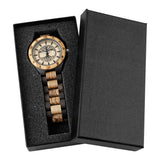 Dentily Men's Wood Watch Engraved Tree of Life Pattern Quartz Watch for Men Hand-Made Wooden Watches Dentily