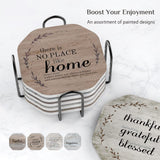 UMIRRO Rustic Farmhouse Coasters for Coffee Table Decor, Ceramic Coaster Set with Holder for Wooden Table, Cute Cup Coasters for Drinks Absorbent, Housewarming Gifts for New House/Home, 4", 6 Pack Umirro