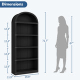 GarveeHome Bookcase 5 Shelf Arched Bookshelf 71.65in Tall Bookcase Farmhouse Display Storage Rack Wooden Bookshelves for Home Office, Living Room GarveeHome