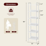 MAHANCRIS 6-Tier Bookshelf, Bookcase, Shelves Organizer for Small Spaces, Storage Shelf Organizer, for Living Room, Bedroom, Study, Balcony, White BKBW6601 MAHANCRIS