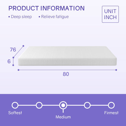 King Size Mattress Fiberglass Free 6 Inch Green Tea Cooling Gel Memory Foam Mattress in a Box,Medium-Firm,Pressure Relief&Temperature Regulation,CertiPUR-US Certified,White