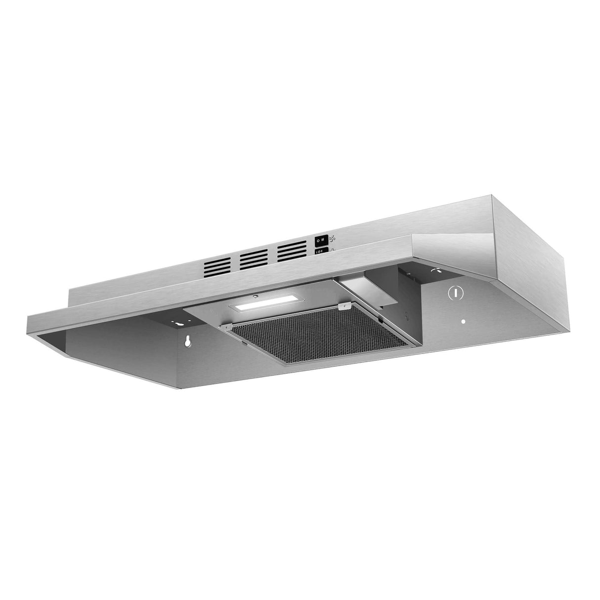 SNDOAS 30 inch Range Hood Ducted/Ductless Convertible Stainless Steel Range Hood Under Cabinet with Rocker Button Control,Vent Hood with LED Light,2 Speed Exhaust Fan,Under Cabinet Hood,Silver SNDOAS