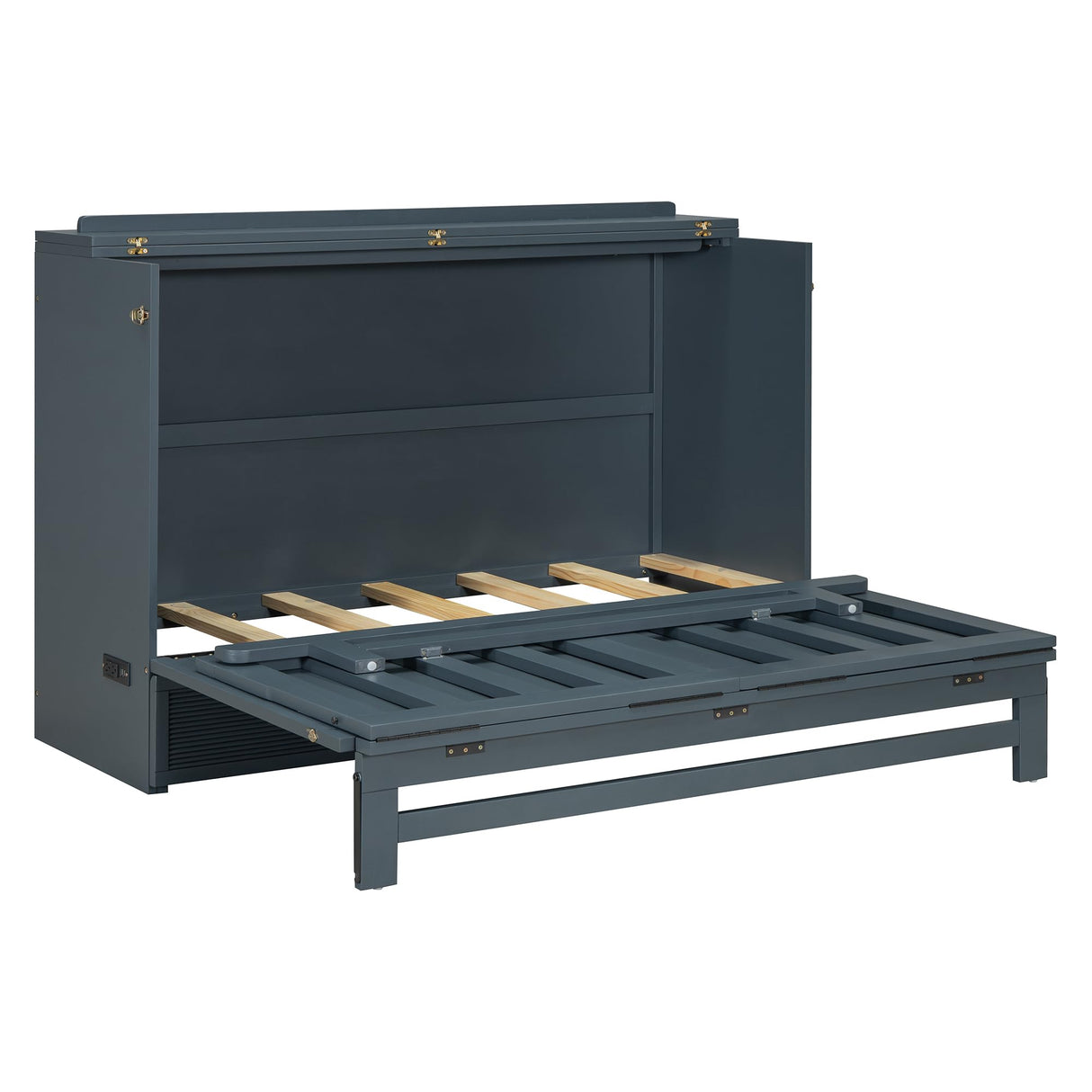 Tdewlye Queen Size Murphy Bed Wall Bed with Built-in USB Charging Ports & Drawer,Mobile Cabinet Murphy Chest Bed Wooden Space-Saving Folding Murphy Bed for Bedroom Guest Room (Gray-@LI) Tdewlye