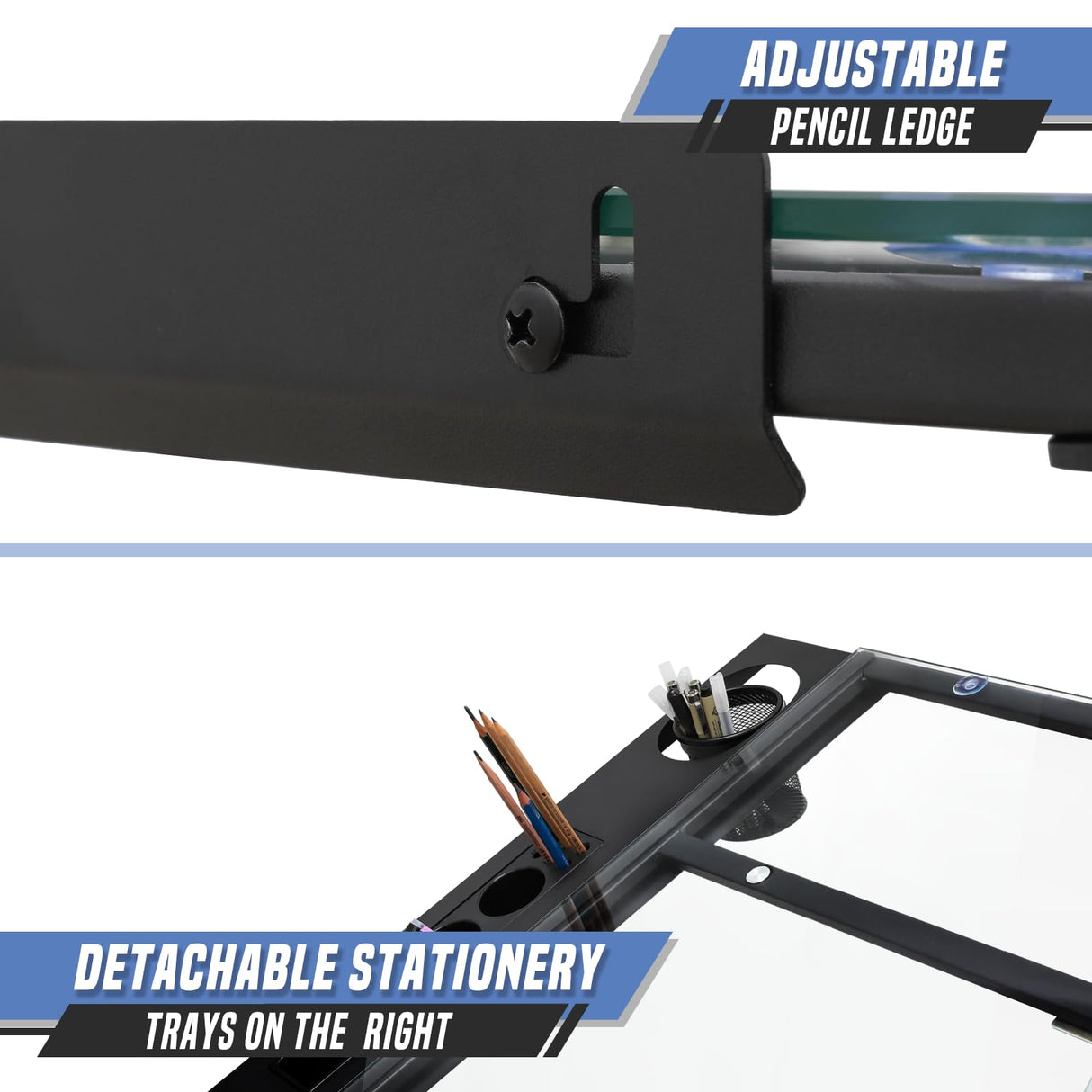 SFIHOME Adjustable Drafting Table & Stool Set, Art Desk with Additional Slide-Out Table Design, Versatile Drawing Table with Storage, for Art, Drafting and Creative Tasks, Black SFIHOME