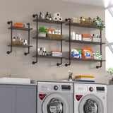 Helsin 3 Tier Industrial Pipe Shelf Rustic Wood Floating Shelves,Wall Display Bookshelf,Storage Rack Sundries Holder for Kitchen Office Bathroom Organization and Home Decor (24inch) Helsin