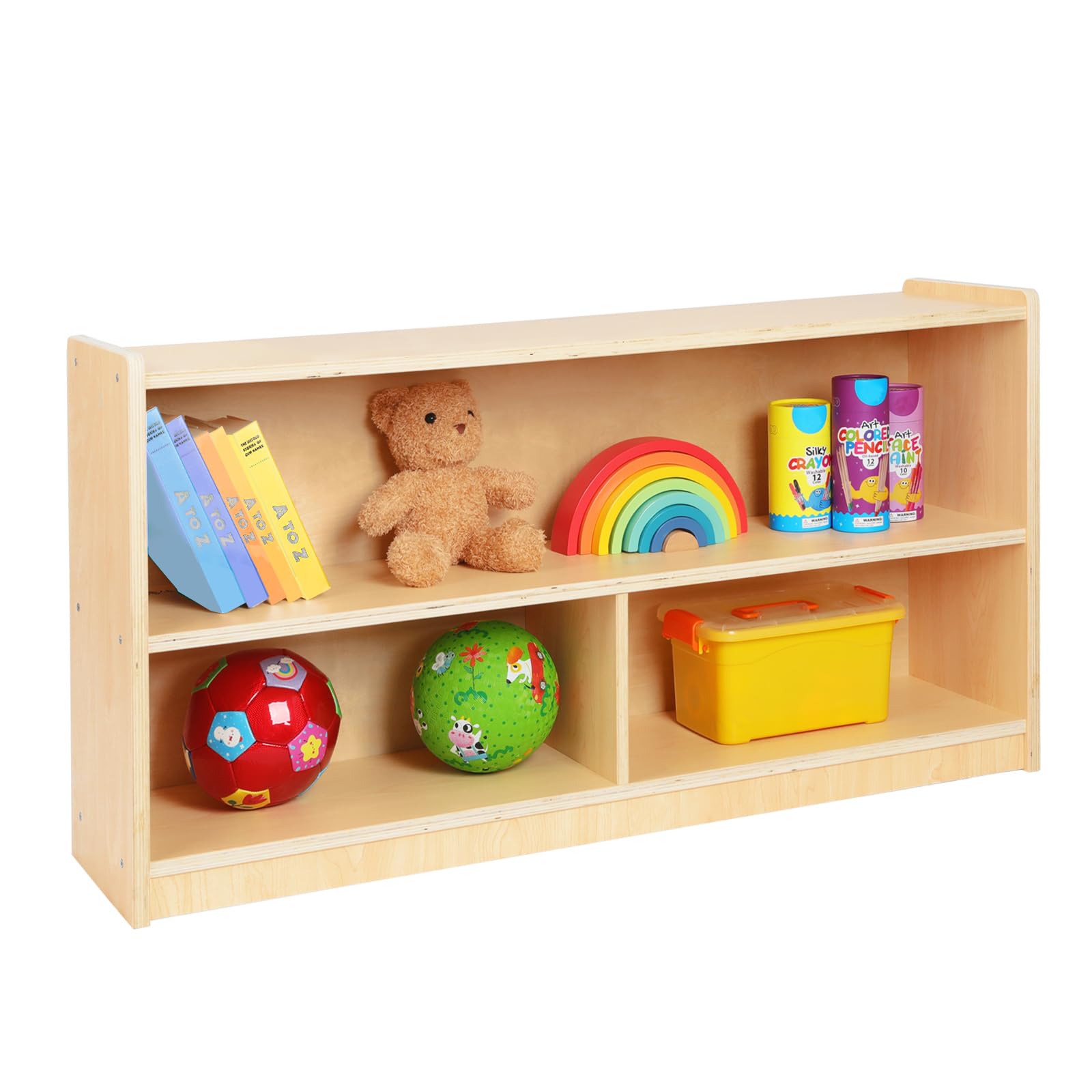 2-Tier Wooden Montessori Shelf and Organiser for Kids' Toys and Books - WoodArtSupply