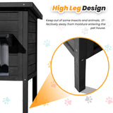 Ciokea Outdoor Cat House Weatherproof, Feral Cat House with Insulated All-Round Foam Wooden Cat Condos for Winter Outside, PVC Door Flaps(Black) Ciokea