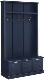 Crosley Furniture Ellison Hall Tree with Storage Bench and Coat Rack Hooks for Hanging, Navy Crosley Furniture