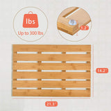Bath Mat for Luxury Shower - Non-Slip Bamboo Sturdy Water Proof Bathroom Carpet for Indoor or Outdoor Use Bamfan