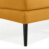 Handy Living Armless Loveseat in Mustard Yellow Linen with Espresso Legs Handy Living