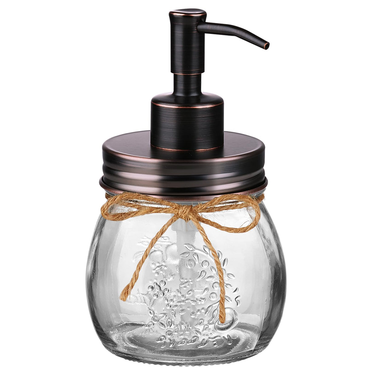 Amolliar 10 OZ Mason Jar Liquid Soap Dispenser, Stainless Steel Pump & Lid, Cute Farmhouse Decor for Kitchen, Bathroom, Refillable Hand Soap Dispenser, Lotion Soap Dispenser, Dish Soap, ORB 1 Pack Amolliar