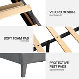 DOGIBIXO Grey Upholstered Bed Frame with LED Lights and Wingback Headboard, Easy Assembly, No Box Spring Needed DOGIBIXO