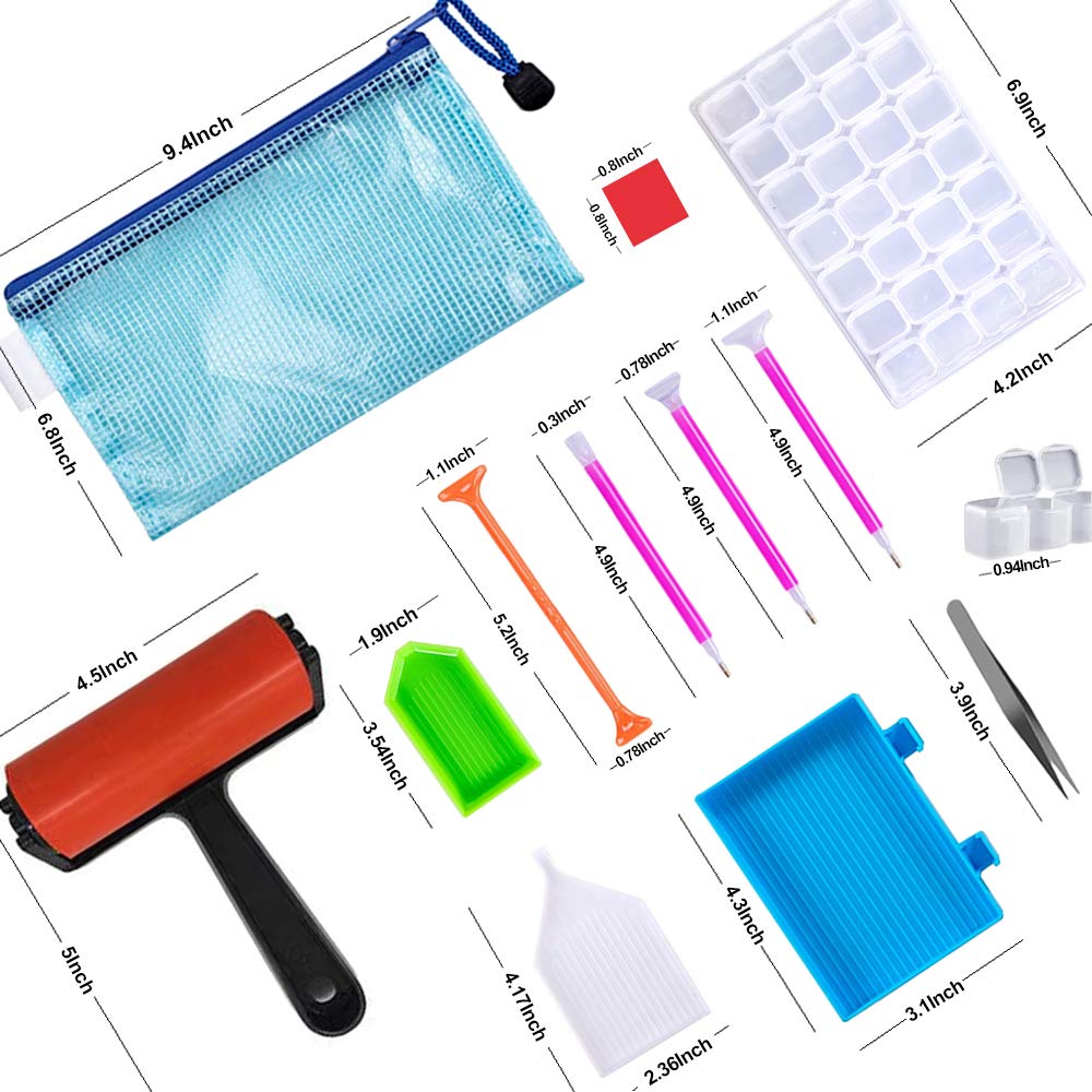 22 Pieces 5D Diamonds Painting Tools and Accessories Kits with Diamond Painting Roller and Diamond Embroidery Box for Adults or Kids Suptikes