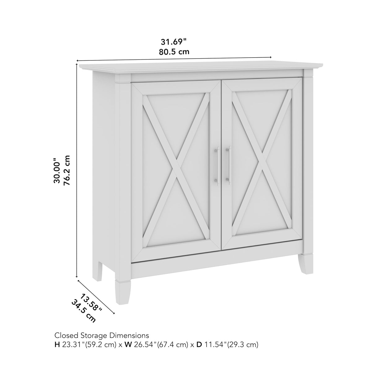Bush Furniture Key West Small Storage Cabinet with Doors and Shelves in Pure White Oak, 2 Door Accent Chest for Home Office, Living Room, Entryway Bush Business Furniture